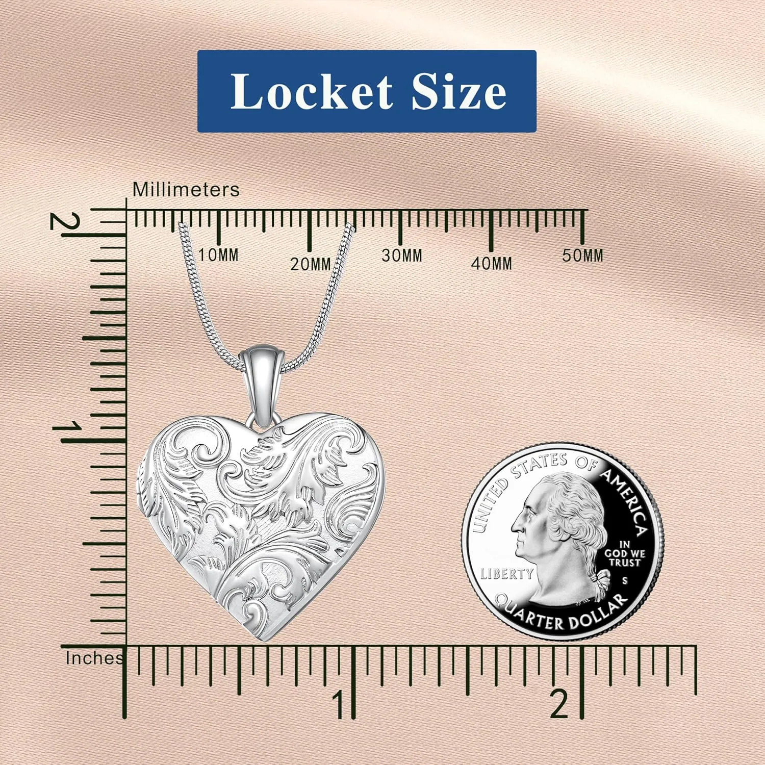 Fanery Sue Personalized Vintage Locket Necklace that Holds Pictures, Customized Picture Lockets Personalized Heart Locket Photo Memorial Jewelry Mothers Day Gifts for Women