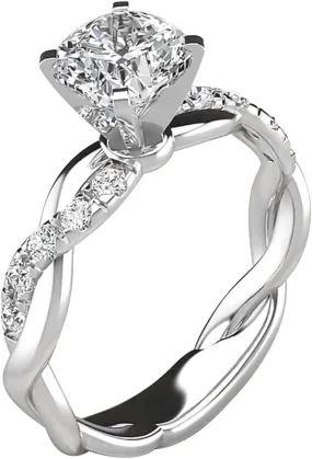 FarJing Engagement Wedding Ring, Silver Ring Bridal Zircon Diamond Elegant Engagement Wedding Band Ring