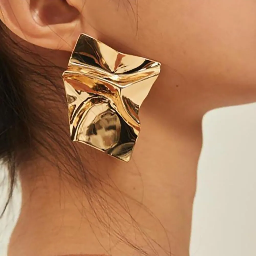 Fashion Gold Geometric Irregular Drop Dangle Earrings for Women Boho Silver Statement Stud Earrings Minimalist Earrings Jewelry Gift