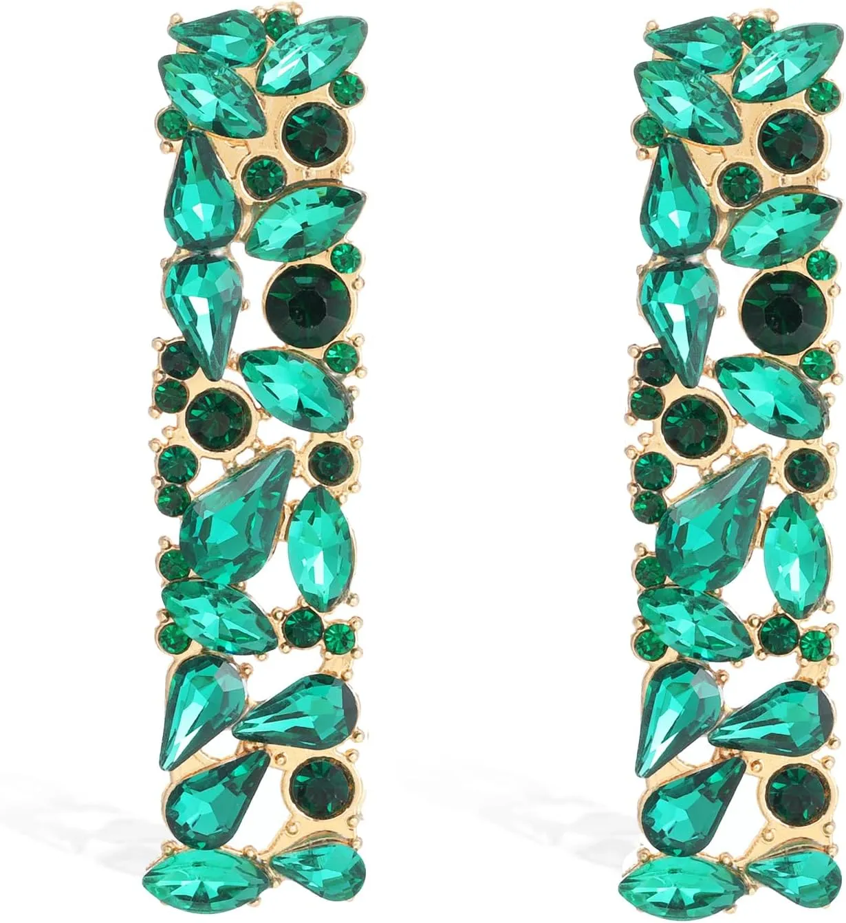 Fashion Rhinestone Drop Dangle Earrings Colorful Crystal Long Geometric Statement Earrings for Women Party Prom