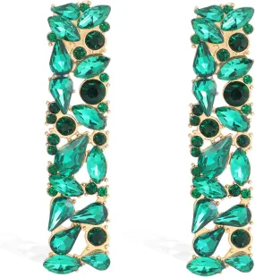 Fashion Rhinestone Drop Dangle Earrings Colorful Crystal Long Geometric Statement Earrings for Women Party Prom