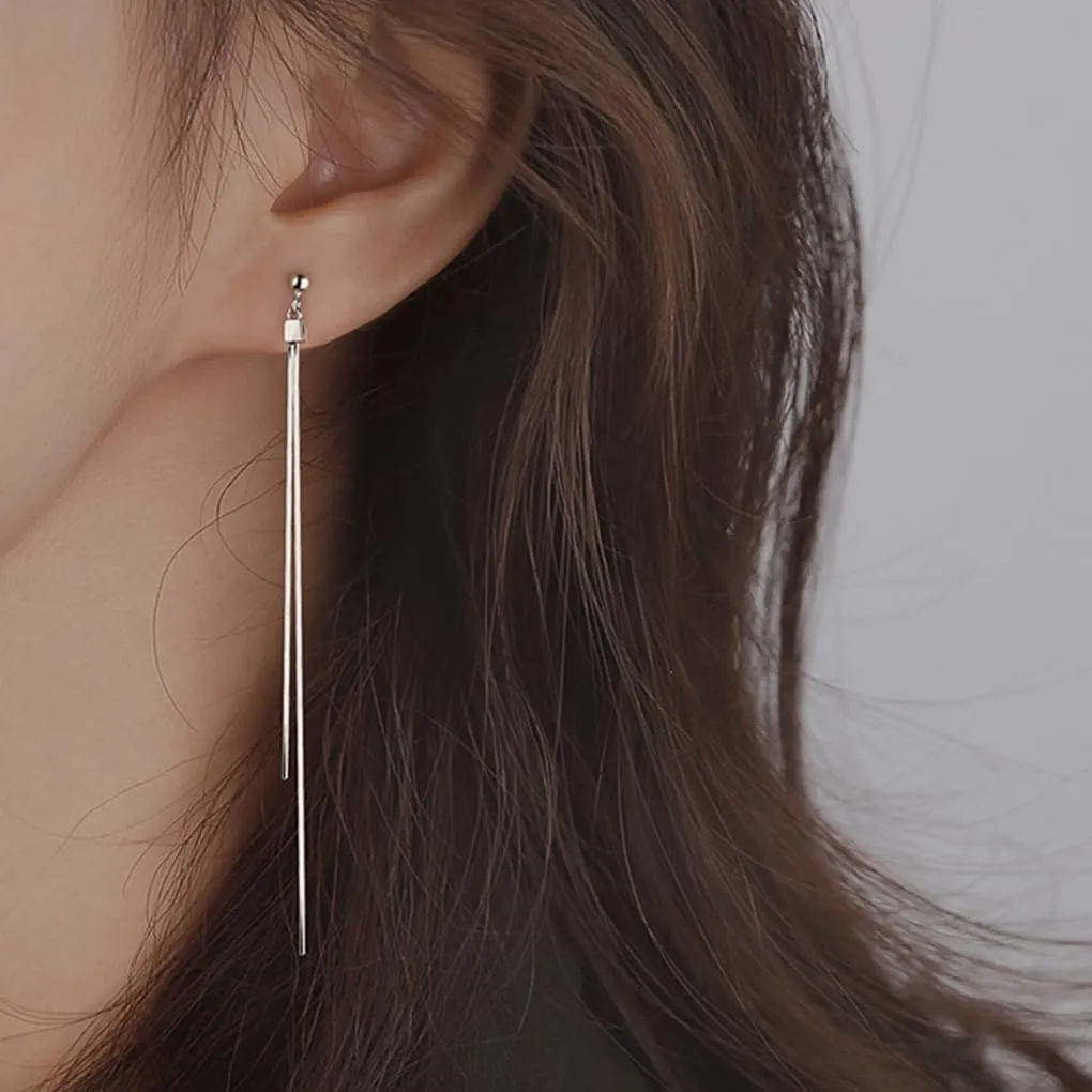 Fashion Silver Tassel Chain Dangle Earrings for Women Long Gold Chain Drop Dangly Earrings Minimalist Link Dangling Earrings Birthday Gifts for Her