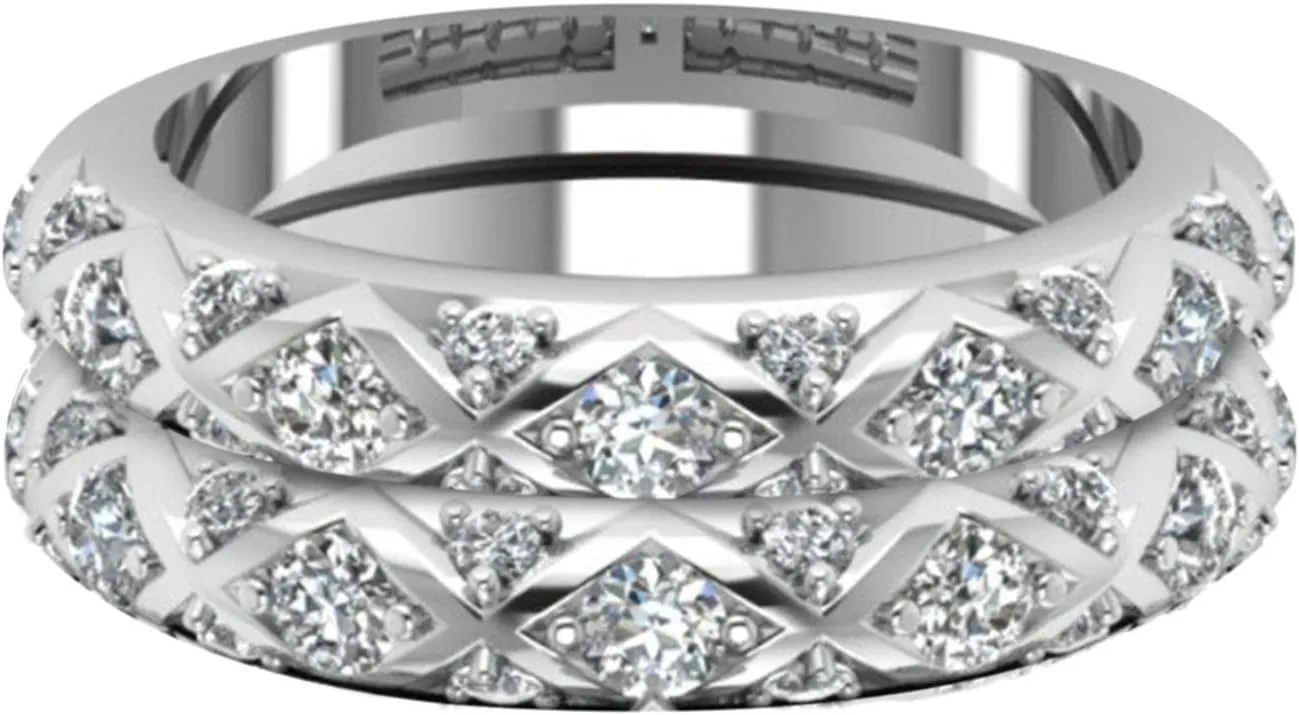 Fashion Wedding Jewelry Couples Matching Promise Rings Women's Heart CZ Wedding Engagement Ring Bridal Sets