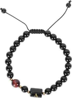 Fashionable Obsidian Letter Bracelet Braided Hand Chain Durable Adjustable