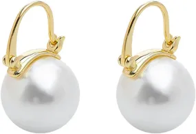 Faux Pearl Earrings for Women Simulated Shell Pearl Drop Earrings Dangle Stud Earrings for Gold Plated Hypoallergenic Hoop Earrings Jewelry for Gifts (Faux Pearl Earrings)