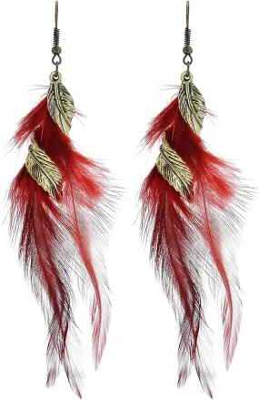 Feather Earrings for Women Dangling Vintage Tassel Earrings Boho Earrings Long Beaded Tassel Earrings Bohemian Jewelry Gift