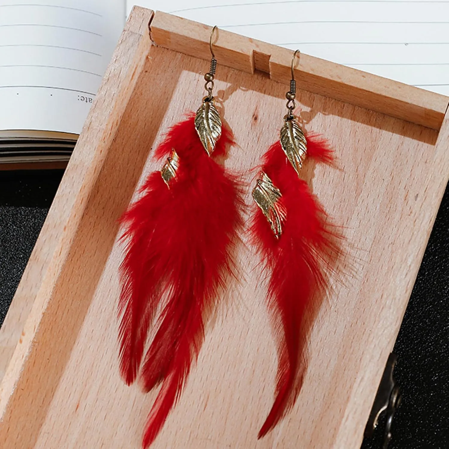 Feather Earrings for Women Dangling Vintage Tassel Earrings Boho Earrings Long Beaded Tassel Earrings Bohemian Jewelry Gift