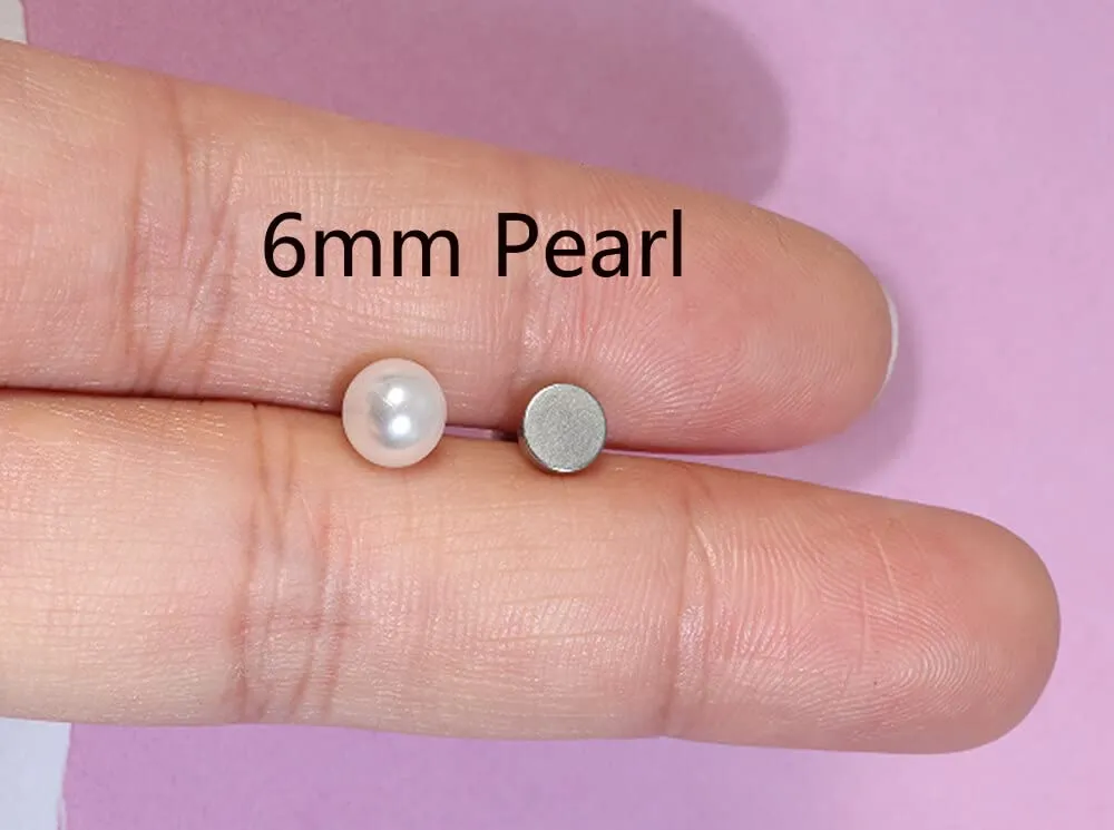Flat Screw Back Pearl Cartilage Earrings for Women,Flatback Pearl Helix Earrings Pearl Stud Earrings 316L Surgical Stainess Steel Cartilage Piercing Jewelry Gift(6mm Pearl, Silver)