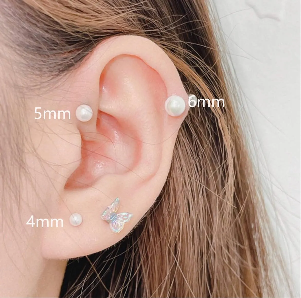 Flat Screw Back Pearl Cartilage Earrings for Women,Flatback Pearl Helix Earrings Pearl Stud Earrings 316L Surgical Stainess Steel Cartilage Piercing Jewelry Gift(6mm Pearl, Silver)