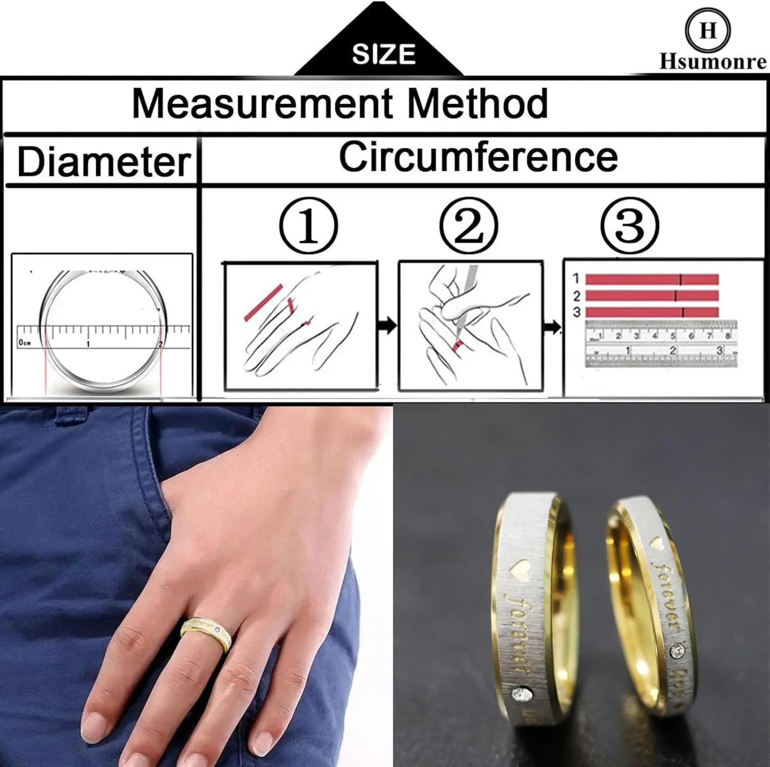 Forever Love Couple Rings Cubic Zirconia Engraved Promise Rings Wedding Bands Engagement Gifts Titanium Stainless Steel Golden