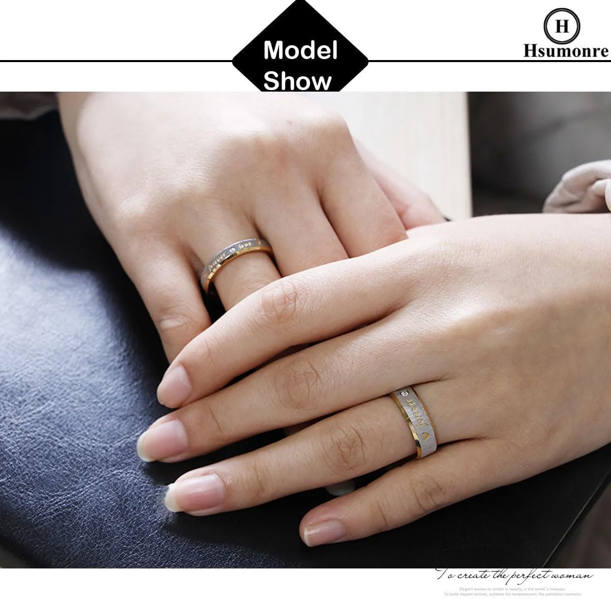 Forever Love Couple Rings Cubic Zirconia Engraved Promise Rings Wedding Bands Engagement Gifts Titanium Stainless Steel Golden