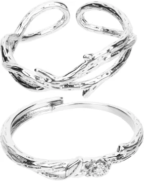 FRCOLOR 2pcs Thorn Rose Couple Rings Chic Engagement Promise Rings for Couples Comfortable Fit present for Valentine's Day and Anniversaries