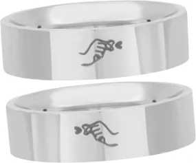 FRCOLOR Engraved Love Them Pattern Ring Set Couples Matching Rings Fashionable Silver Sets