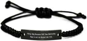 Funny Orderly Gifts, Orderly. Only Because Full Time, Graduation Gifts, Black Rope Bracelet for Orderly from Team Leader, Wristband, Friendship Bracelet, Couple Bracelet, Handcrafted Bracelet, Beaded