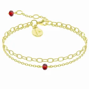 Garnet Bracelet for Women, Certified 925 Sterling Silver with Vermeil 18K Gold Bracelets for Women - Crystals and Healing Stone Layered Bracelet Women Jewelry for Gift