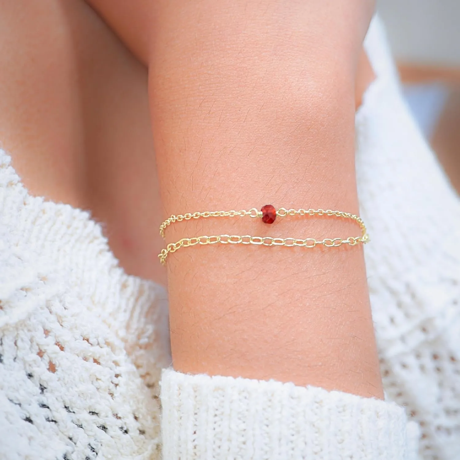 Garnet Bracelet for Women, Certified 925 Sterling Silver with Vermeil 18K Gold Bracelets for Women - Crystals and Healing Stone Layered Bracelet Women Jewelry for Gift