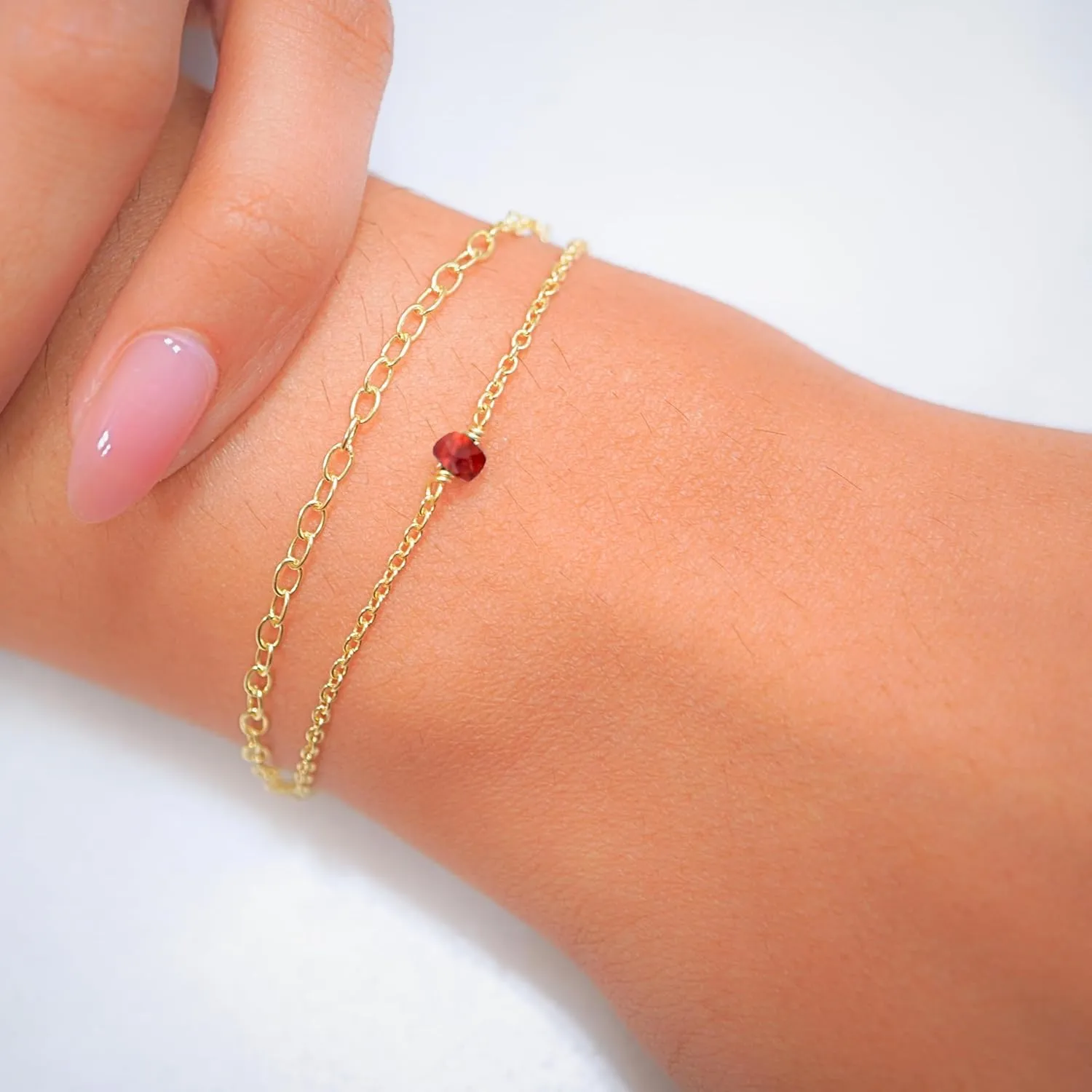 Garnet Bracelet for Women, Certified 925 Sterling Silver with Vermeil 18K Gold Bracelets for Women - Crystals and Healing Stone Layered Bracelet Women Jewelry for Gift