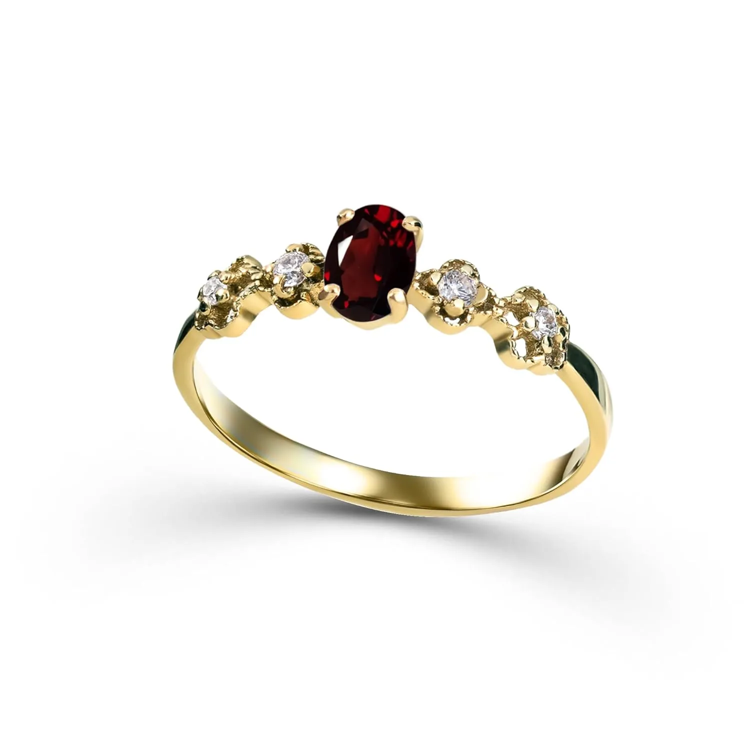 Garnet Ring - January Birthstone - Gold Ring - Stacking Ring - Gemstone Ring - Simple Ring - Delicate Ring - Prong Ring