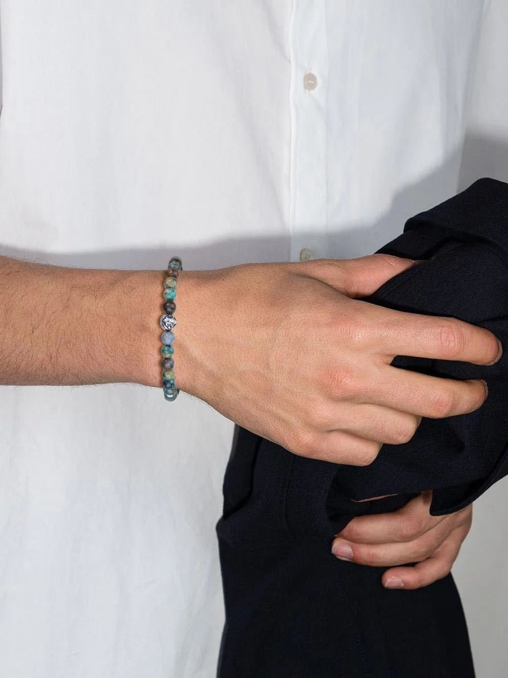 GAVU Beaded Bracelet for Men, Adjustable Crystal Bracelet for Men, 6mm Azurite/Tiger Eye/Lava
