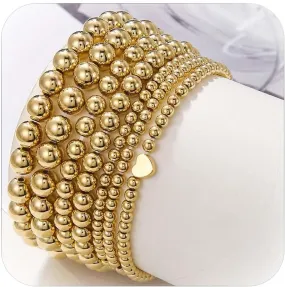 Gold Beaded Bracelets for Women Gold Bangles Bracelet Clay Beaded Bracelet Surfer Bracelets Stacking Bracelets Chunky Curved Beaded Bracelet Fashion Beaded Jewelry Christmas Gifts 2023