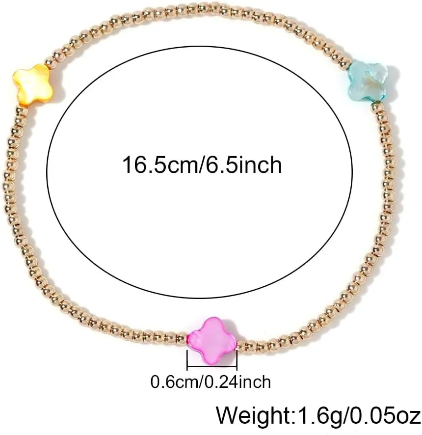 Gold Beaded Bracelets for Women Non Tarnish Dainty Pearl Beaded Bracelet Cross Stack Stretch Bracelets for Women Trendy Gifts 2025 Easter Basket Stuffers