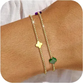 Gold Beaded Bracelets for Women Non Tarnish Dainty Pearl Beaded Bracelet Cross Stack Stretch Bracelets for Women Trendy Gifts 2025 Easter Basket Stuffers