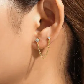 Gold Chain Studs Earrings for Women 14K Gold Plated Dangle Earrings Dainty Trendy Hypoallergenic Small Long Chain Earring Fashion Gold Earrings Jewelry for Women
