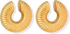 Gold Chunky Ear Cuff Earrings for Women Huggie Ear Cuff Non Pierced Ear Cartilage Clip on Wrap Hoop 14K Gold Filled Tiny Boho Beach Simple Minimalist Delicate Handmade Hypoallergenic Jewelry Gift