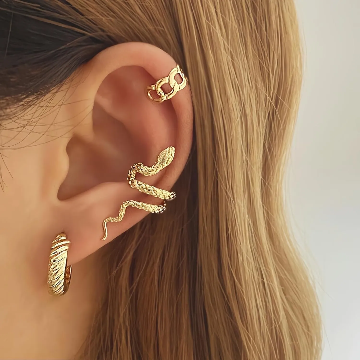 Gold Clip on Earrings For Women Trendy Ear Cuffs Non Piercing Cartilage Earring,14k Gold,Silver Plated Fake Piercings Earrings Earcuff,Women's Hoop Earrings Clips for Non Pierced Ears Tassel Chain Earing Set