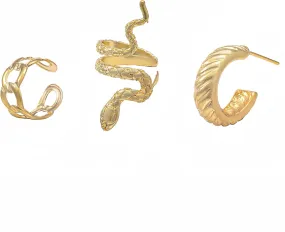 Gold Clip on Earrings For Women Trendy Ear Cuffs Non Piercing Cartilage Earring,14k Gold,Silver Plated Fake Piercings Earrings Earcuff,Women's Hoop Earrings Clips for Non Pierced Ears Tassel Chain Earing Set