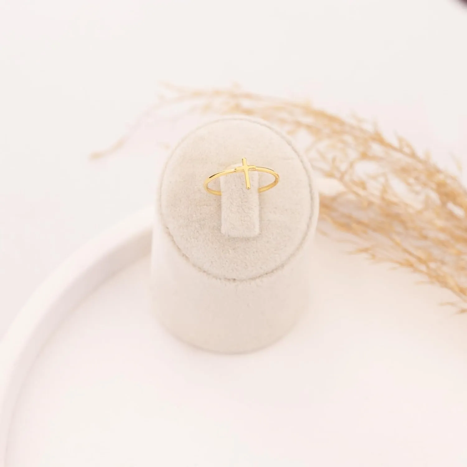 Gold Cross Ring | Pinky Ring for women | Dainty Thin Stackable Engagement Rings | Dainty Cross Ring for Thumb | Handmade Promise Pinky Ring