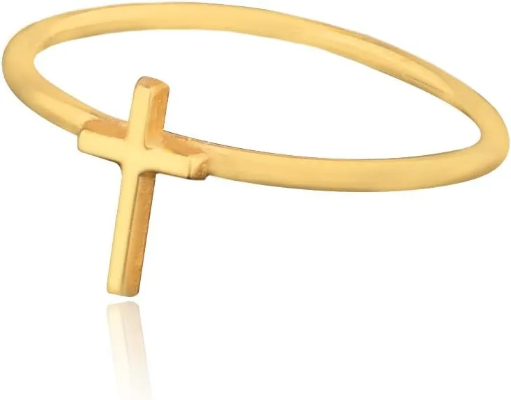 Gold Cross Ring | Pinky Ring for women | Dainty Thin Stackable Engagement Rings | Dainty Cross Ring for Thumb | Handmade Promise Pinky Ring
