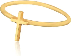 Gold Cross Ring | Pinky Ring for women | Dainty Thin Stackable Engagement Rings | Dainty Cross Ring for Thumb | Handmade Promise Pinky Ring