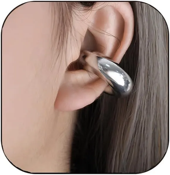 Gold Ear Cuff Earrings for Women Chunky Gold Ear Cuffs Earrings Non Pierced,Oversize Large Round Huggie Clip On Ear Cuff Earrings Cartilage Wrap Cuff Earrings Chunky Gold Earrings Thanksgiving Christmas Gifts