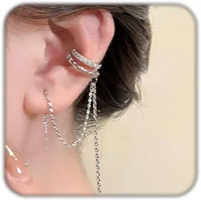 Gold Ear Cuff Earrings For Women Non Piercing Fake Earrings Sets Adjustable Clip On Wrap Earrings