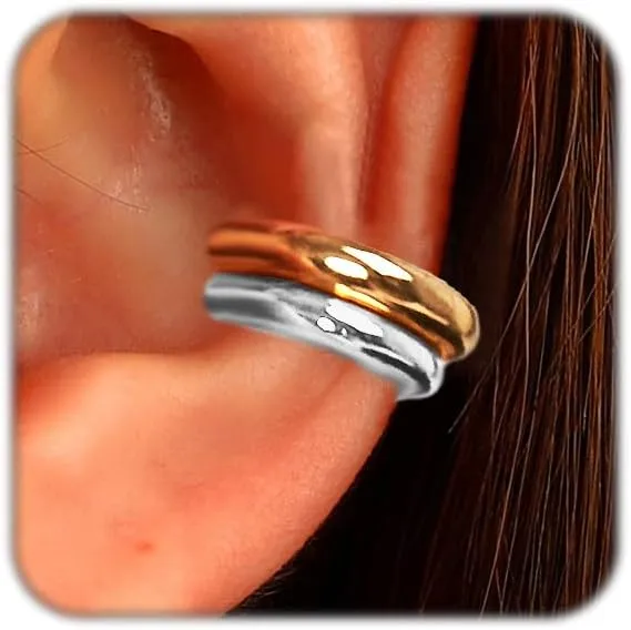 Gold Ear Cuff Earrings for Women Non Piercing Hoops Ear Cartilage Small Minimalist Fake Earrings Sets Adjustable Clip On Wrap Earrings Ear Clips Jewelry Gifts (4 Pcs Gold Silver)