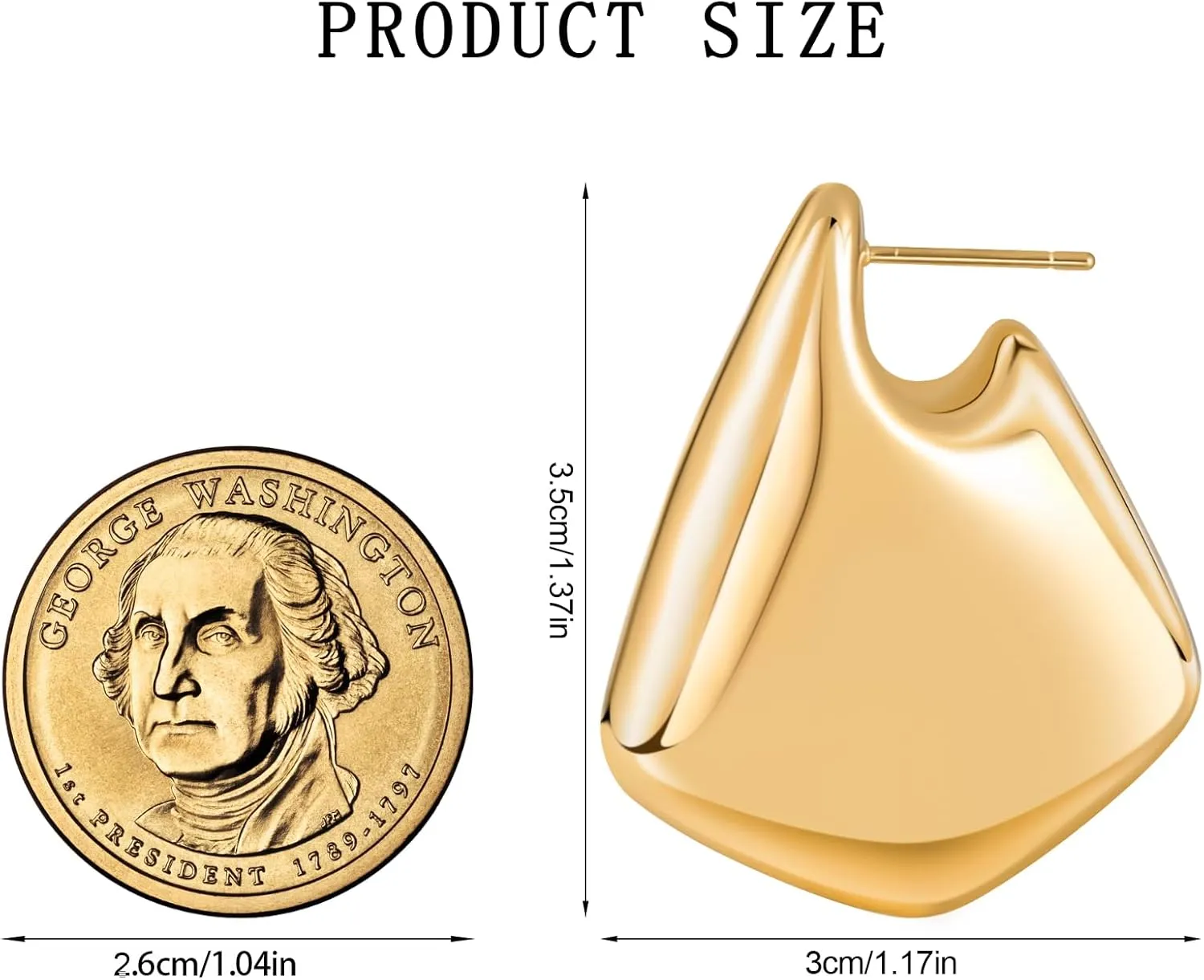 Gold Earrings for Women 14K Gold Plated Chunky Gold Earrings Earrings Dupes Irregular Waterdrop Hoop Earrings for Women Trendy Jewelry Gifts