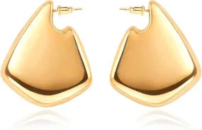 Gold Earrings for Women 14K Gold Plated Chunky Gold Earrings Earrings Dupes Irregular Waterdrop Hoop Earrings for Women Trendy Jewelry Gifts