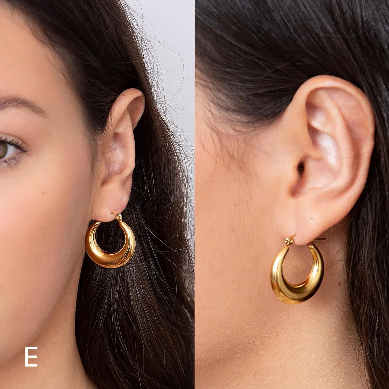 Gold Earrings for Women, Dainty Chunky Gold Earrings 14K Gold Plated Twisted Hoop Earrings Small Hypoallergenic Gold Square Earrings for Women Trendy Gold Jewelry Gifts