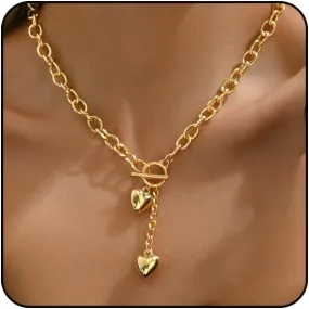 Gold Heart Chunky Necklace for Women Silver Heart Necklace Big Puffy Heart Necklace Silver Chunky Necklace Gold Chunky Jewelry
