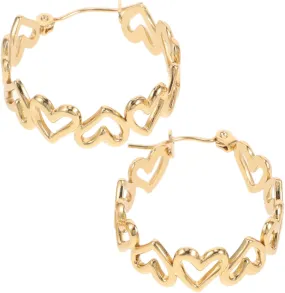 Gold Heart Hoop Earrings for Women Minimalist Stainless Steel Hoops Stylish Endless Design for Helix Piercing and Cartilage Lightweight Jewelry for Everyday Wear