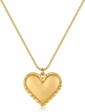 Gold Heart Necklace, Dainty Heart Pendant Necklace Minimalist Gold Plated Necklace Vintage Gold Heart Choker Necklace Simple Necklace for Women Trendy