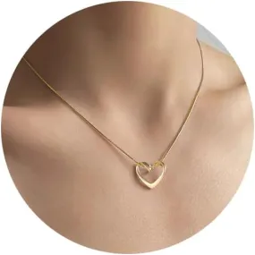 Gold Heart Necklace for Women,Cute Dainty Tiny Love Pendant Choker Chain Necklaces for Women Gift,Trendy Jewelry Gifts