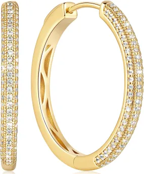 Gold Hoop Earrings 14K Gold Hoop Huggie Earrings Cubic Zirconia Earring For Womens Earring
