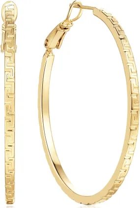 Gold Hoop Earrings for Women 14K Gold Hoop Earrings Trendy Square-edge Hypoallergenic Earring for Womens Hoops Earring for Women 40MM