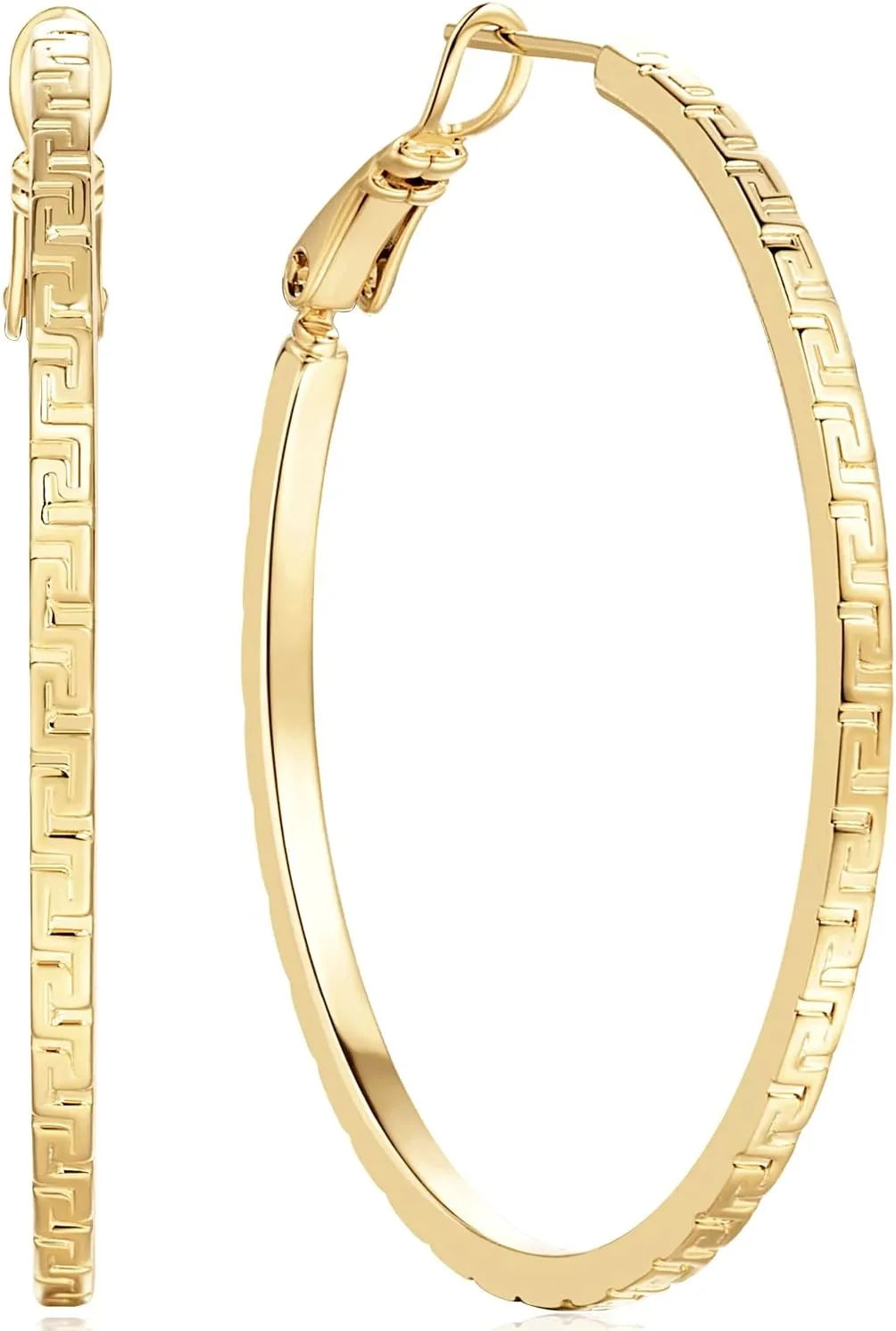 Gold Hoop Earrings for Women 14K Gold Hoop Earrings Trendy Square-edge Hypoallergenic Earring for Womens Hoops Earring for Women 40MM