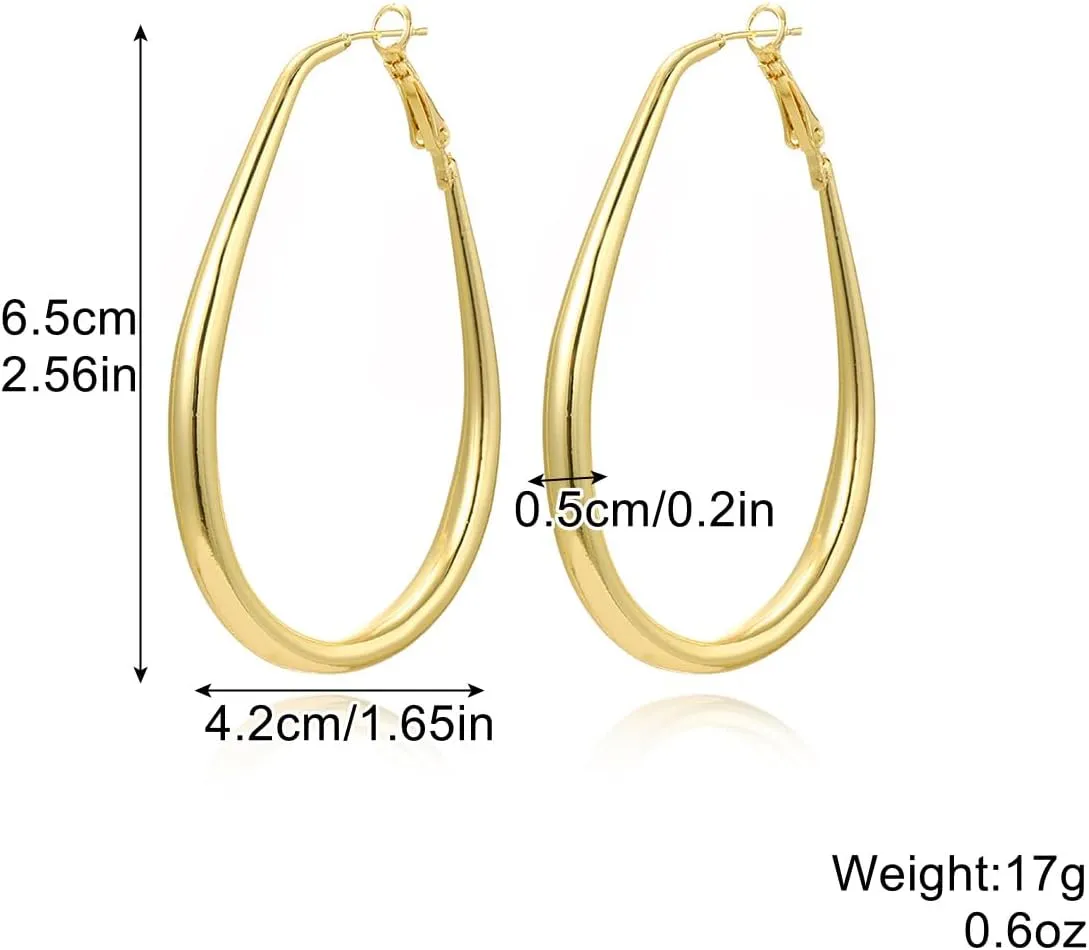 Gold Hoop Earrings for Women 14K Gold Plated Huggie Hoop Dangle Earrings Lightweight Small Gold Hoops Earrings Gold Statement Hoop Earrings Jewelry