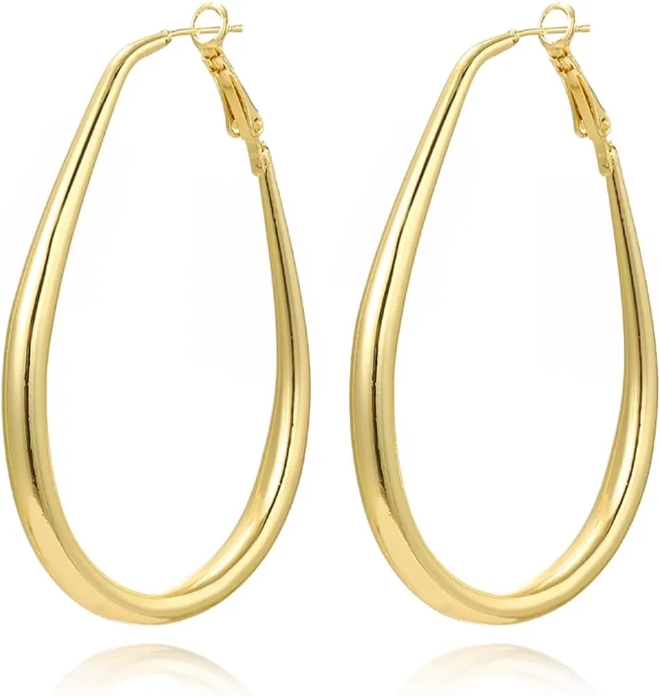 Gold Hoop Earrings for Women 14K Gold Plated Huggie Hoop Dangle Earrings Lightweight Small Gold Hoops Earrings Gold Statement Hoop Earrings Jewelry