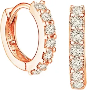 Gold Hoop Earrings for Women,Sterling Silver Post Hoop Earrings Dainty Zircon Inlaid U-shaped Earrings Jewelry Gifts for Mom