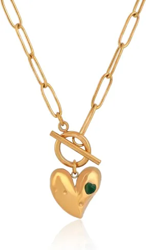 Gold Paperclip Toggle Necklace Pendant for Women Natural Gemstone Pearl Cubic Zirconia Paper Clip Chain Necklace Toggle Paperclip Jewelry Gift for Women
